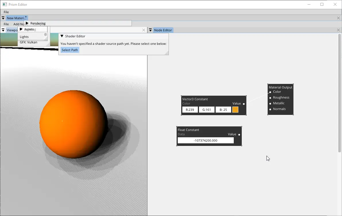 Screenshot of the material editor